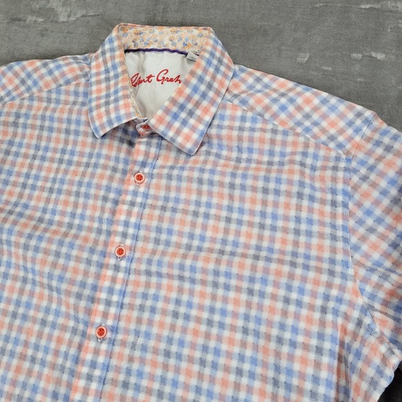 Robert Graham Mens Plaid Button Up Shirt Long Sleeve Flip Cuff Size XL - Picture 10 of 10